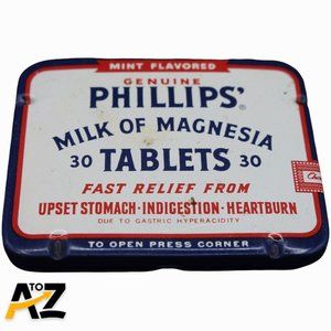 Genuine Phillips Milk of Magnesia Tablets Indigestion Empty Tin Vintage